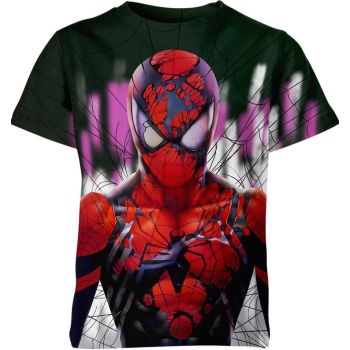 Triangular Tactics: Trendy and Relaxed Spider-man Man T-Shirt in Green and Red