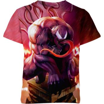 Red Venom Logo - Venom Face Black T-Shirt for  Fans in Red