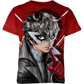 Joker's Enigmatic Charisma - Persona 5 Shirt in Ruby Red