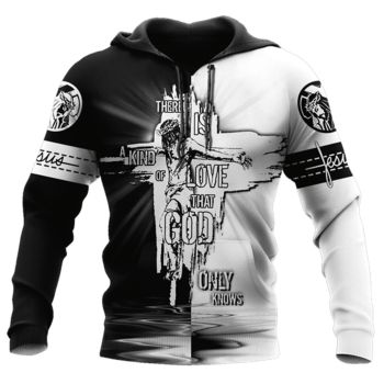  Elegance Black White Crosses Pattern Jesus Hoodie