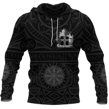 Loose Black Symbols Pattern Tattoo Hoodie