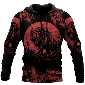 Pretty Red Wolf Pattern Animals Hoodie