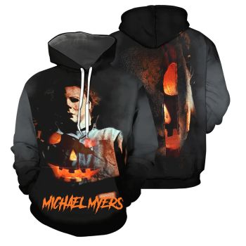  Oversize Black Orange Knives Skull Pattern Halloween Hoodie