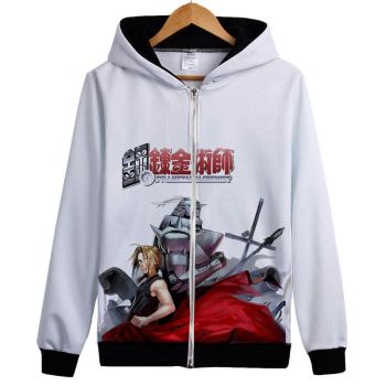 Fullmetal Alchemist Hoodies &#8211; Zip Up Anime Print Red Hoodie