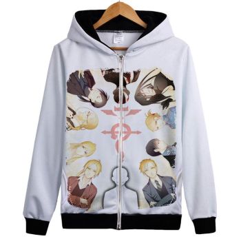 Fullmetal Alchemist Hoodies &#8211; Zip Up Anime Ten People Print Hoodie
