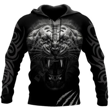 Loose Black Tiger Pattern Animals Hoodie