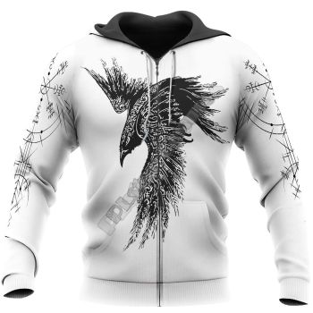 Street Style Black White Owl Pattern Tattoos Hoodie