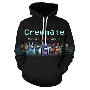 Game Among Us Hoodie &#8211; 3D Print Black Crewmate Pullover Hoodie