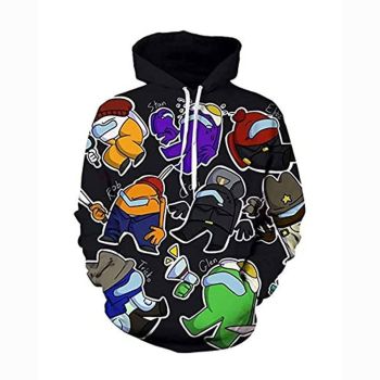 Game Among Us Hoodie &#8211; 3D Print Black Pullover Hoodie