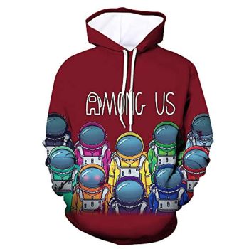Game Among Us Hoodie &#8211; 3D Print Red Pullover Hoodie