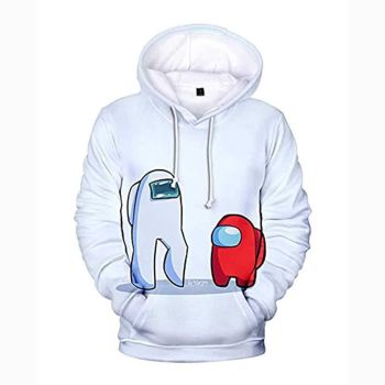Game Among Us Hoodie &#8211; 3D Print White Pullover Hoodie
