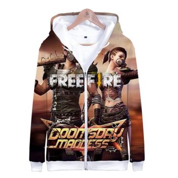 Game Free Fire 3D Zipper Hoodie &#8211; Funny Long Sleeve Sweatshirt