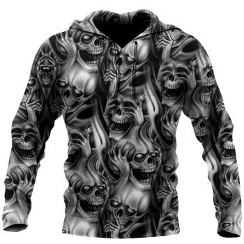 Classical And Elegance Black Skull Pattern Skull Hoodie