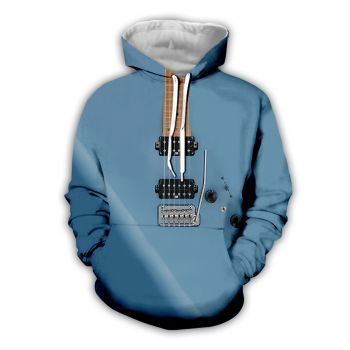 Classical And Elegance Blue Strings Pattern Music Hoodie