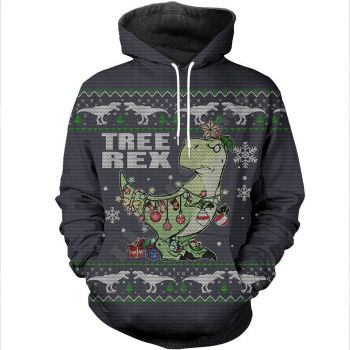 Elegance Black Dinosaurs Pattern Christmas Hoodie