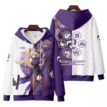 Fashion Genshin Impact Anime Game Fischl Zip-Up Hoodie