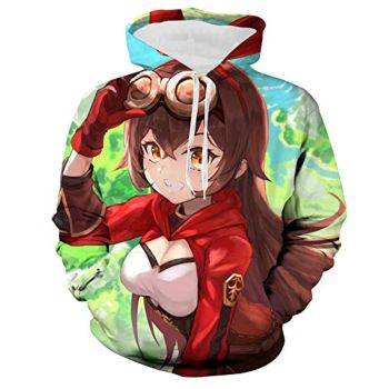 Genshin Impact Hoodies &#8211; Amber 3D Game Pullover Hooded Sweatshirt