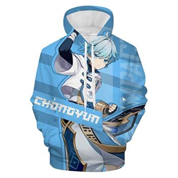 Genshin Impact Hoodies &#8211; Chongyun Blue 3D Game Pullover Hoodie