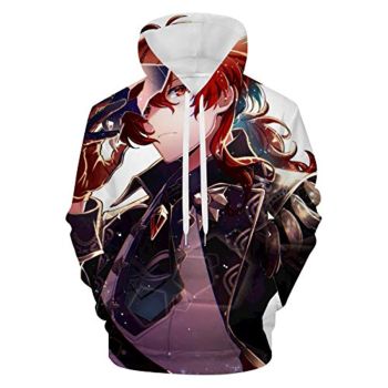 Genshin Impact Hoodies &#8211; Diluc 3D Game Pullover Hooded Sweatshirt