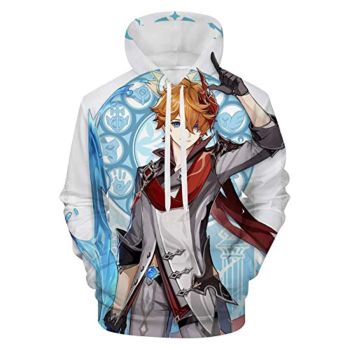 Genshin Impact Hoodies &#8211; Tartaglia 3D Game Pullover Hooded Sweatshirt