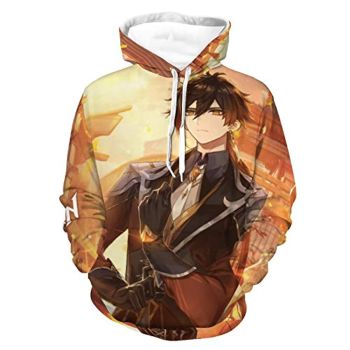 Genshin Impact Hoodies &#8211; Zhong Li 3D Game Pullover Hooded Sweatshirt