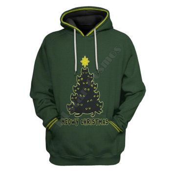  Popular And Vintage Green Cat Pattern Christmas Hoodie