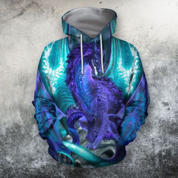 Street Blue Dragon Pattern Animals Hoodie