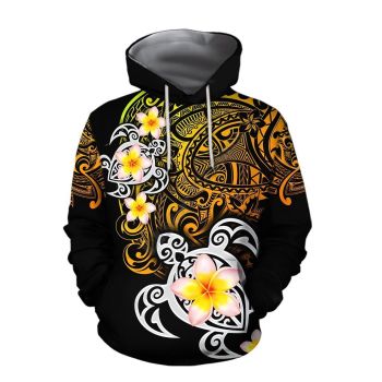 Elegance Black Turtles Pattern Animals Hoodie