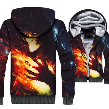 Ghost Rider Jackets &#8211; Ghost Rider Skull Series Flame Demon Skull Super Cool 3D Fleece Jacket