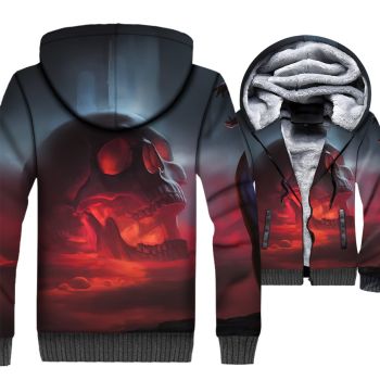 Ghost Rider Jackets &#8211; Ghost Rider Skull Series Red Skull Icon Super Cool 3D Fleece Jacket
