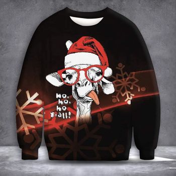 Giraffe Ho Ho Ho Ugly Sweater Funny Christmas