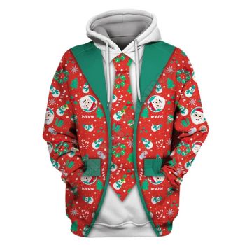  Street Style Red Snow Pattern Christmas Hoodie