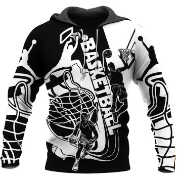 Gorgeous Black White Basketball Pattern Tattoo Hoodie