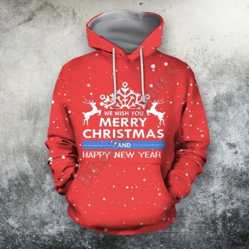 Oversize Red Snow Deer Pattern Christmas Hoodie