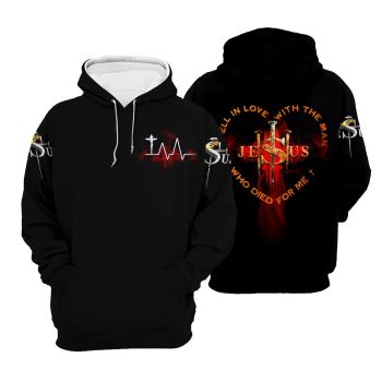  Elegance Black Love  Pattern Jesus Hoodie