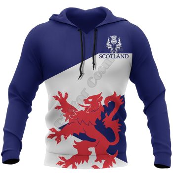 Vintage  And Loose Blue Scotland Pattern Animals Hoodie