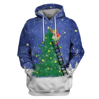  Temperament Purple Tree Pattern Christmas Hoodie