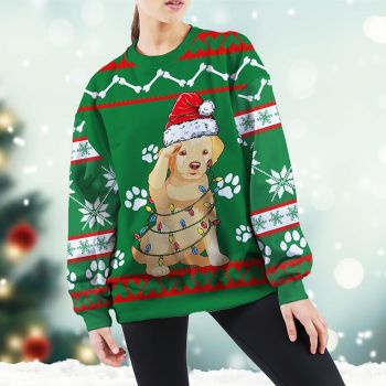 Golden Retriever Green Christmas Sweatshirt