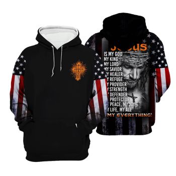  Street Style Black Crosses Alphabet Headshot Pattern Jesus Hoodie