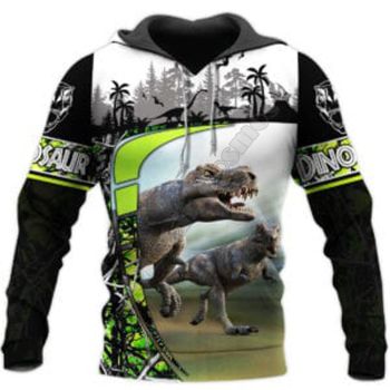Pretty Black   Dinosaurs Pattern Animals Hoodie