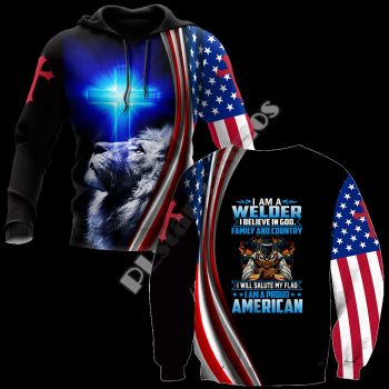  Elegance Black Blue  Wolf Pattern Jesus Hoodie