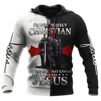  Generous And Beautiful Grey Black Crosses Headshot Pattern Jesus Zip-Up Hoodie