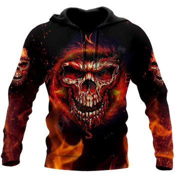 Generous And Beautiful Orange Skull Pattern Skull Hoodie