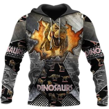 Classical And Elegance Black Orange Dinosaurs Pattern Animals Hoodie