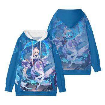 Beautiful Genshin Impact Keqing Anime Deep Blue Hoodie