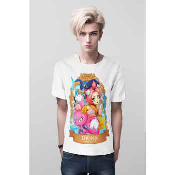 Fusion of Frost Diona x Sneasel Genshin Impact and DQS Shirt Clean White Elegance