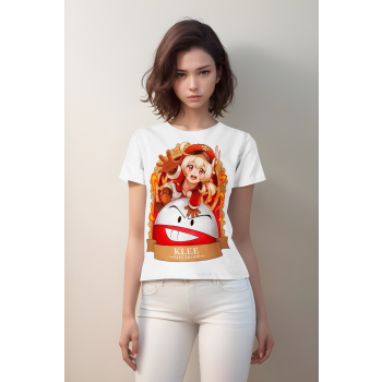 Klee's Explosive Magic Whimsical Genshin Impact and DQS White Shirt