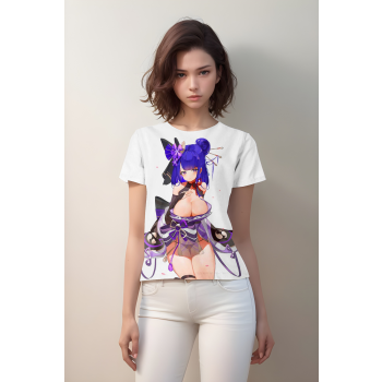 Shimmering Serenity: Raiden Shogun From Genshin Impact Shirt