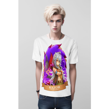 White Lightning: Razor from Genshin Impact and DQS Shirt