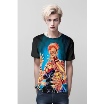 Sukuna And Yuji From Jujutsu Kaisen Shirt - Black-Blue